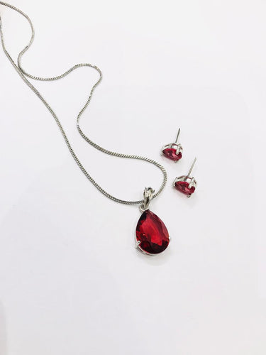 Red Drop Pendant Set